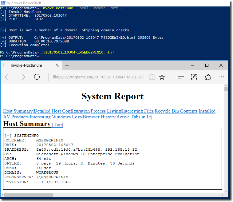 Invoke-HostEnum HTML Report